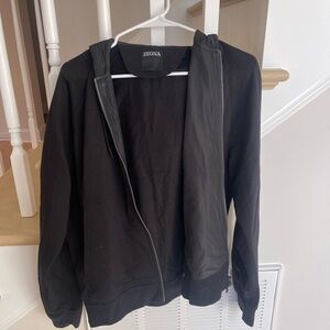 ZEGNA Black Zip-Up Hoodie